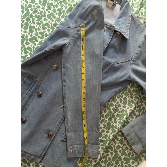 Vintage 80s 90s Nada Nuff Contempo Casuals demin double breasted blazer jacket M - Picture 9 of 16